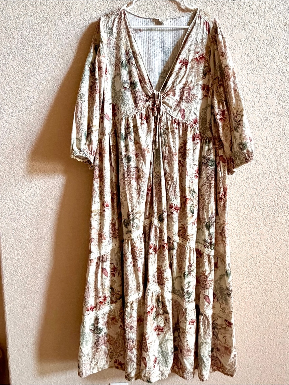 Torrid Festi Linen Blend Maxi Dress Anabelle Florals Cream Plus Size 3X Romantic - Picture 3 of 11